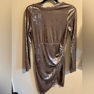 Gold Velvet Party Dress with sleeves